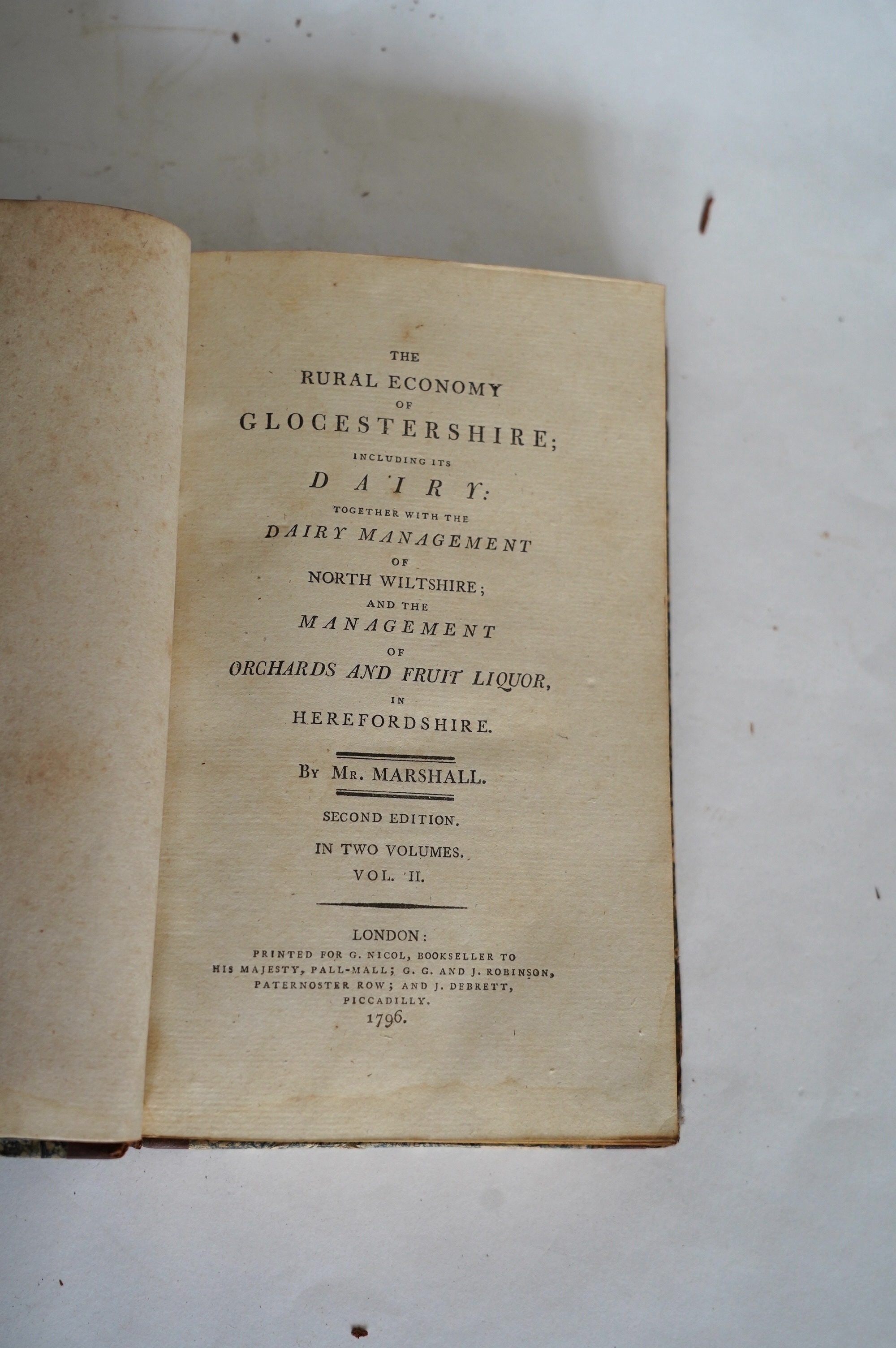 Marshall, William - The Rural Economy of Glocestershire....together with the Dairy Management of North Wiltshire, and ....Orchards and Fruit Liquor, in Herefordshire....2nd edition, 2 vols. folded map; contemp. half calf